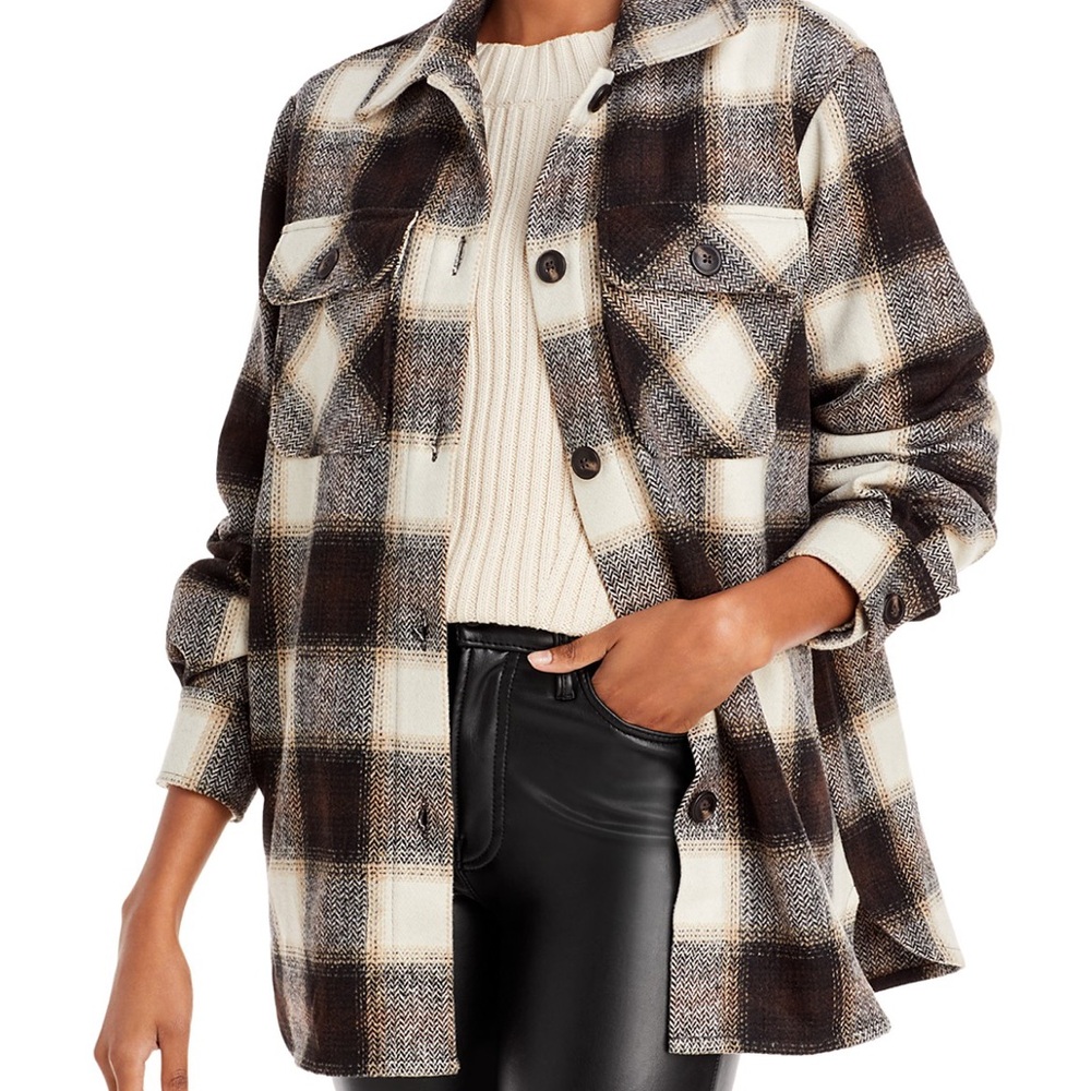 AQUA Plaid Women's Jacket - Black and Brown